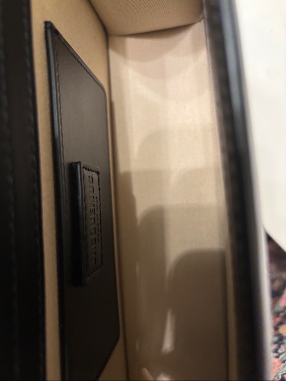 Jacquemus Black Leather Top-Handle Satchel with Gold Logo - Picture 2 of 3